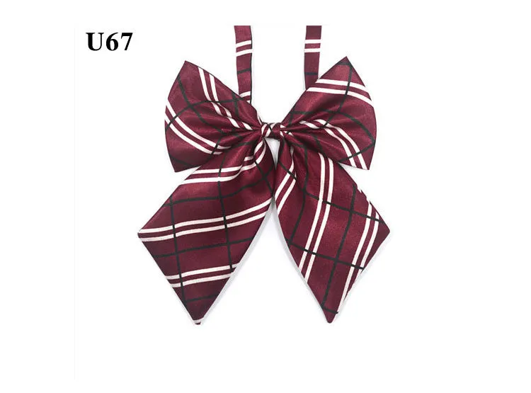 Hot Sale Bow Tie For Women High School Girl Student Cosplay Uniform Formal Suit Accessories Cravat Butterfly Knot Striped Blue