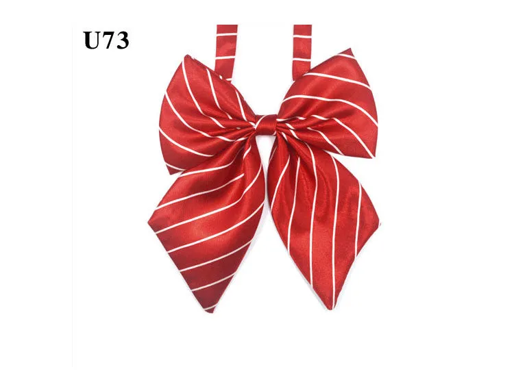 Hot Sale Bow Tie For Women High School Girl Student Cosplay Uniform Formal Suit Accessories Cravat Butterfly Knot Striped Blue