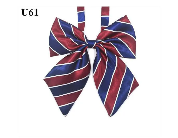 Hot Sale Bow Tie For Women High School Girl Student Cosplay Uniform Formal Suit Accessories Cravat Butterfly Knot Striped Blue