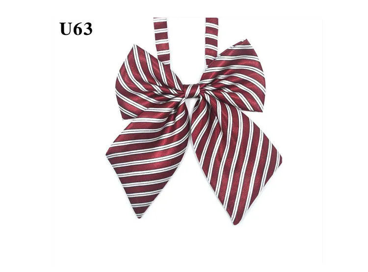 Hot Sale Bow Tie For Women High School Girl Student Cosplay Uniform Formal Suit Accessories Cravat Butterfly Knot Striped Blue