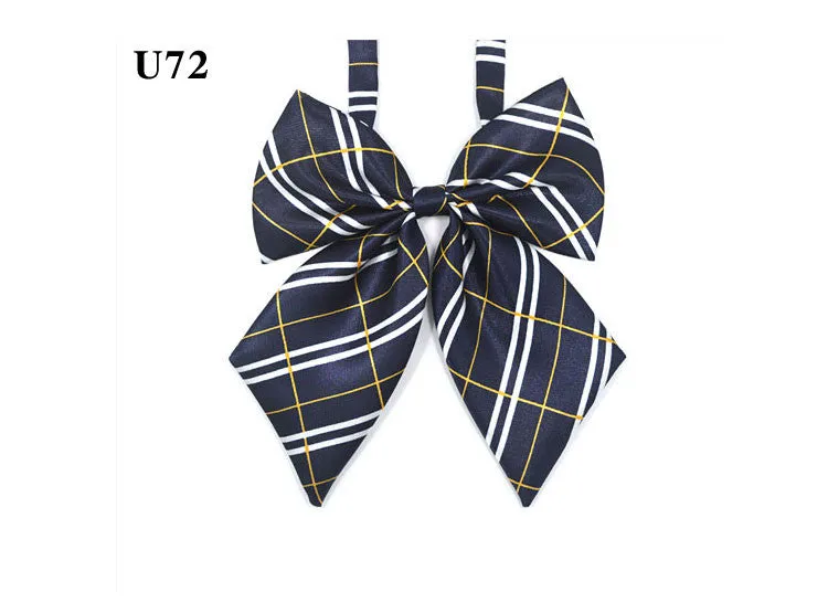 Hot Sale Bow Tie For Women High School Girl Student Cosplay Uniform Formal Suit Accessories Cravat Butterfly Knot Striped Blue