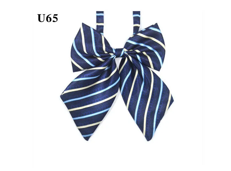 Hot Sale Bow Tie For Women High School Girl Student Cosplay Uniform Formal Suit Accessories Cravat Butterfly Knot Striped Blue