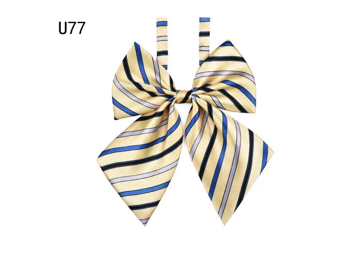 Hot Sale Bow Tie For Women High School Girl Student Cosplay Uniform Formal Suit Accessories Cravat Butterfly Knot Striped Blue