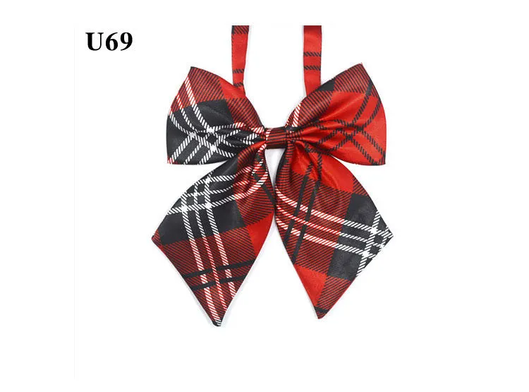 Hot Sale Bow Tie For Women High School Girl Student Cosplay Uniform Formal Suit Accessories Cravat Butterfly Knot Striped Blue