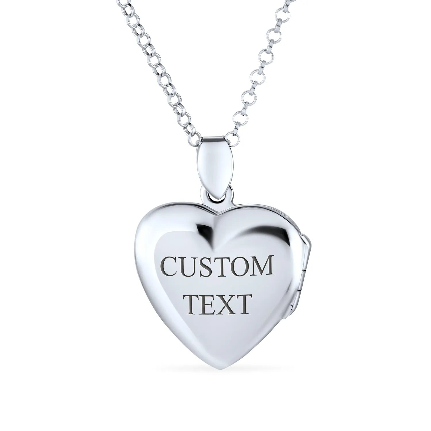 I LOVE YOU Puff Heart Locket Necklace Sterling Silver Photo Holder