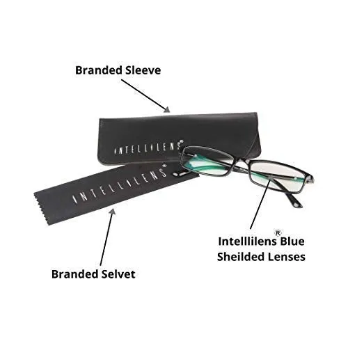 Intellilens Nvision Unisex Power Reading Blue Cut Anti Reflection Full Frame Spectacles Glasses For Mobile Laptop Tablet Computer - ( 3.00, Black)