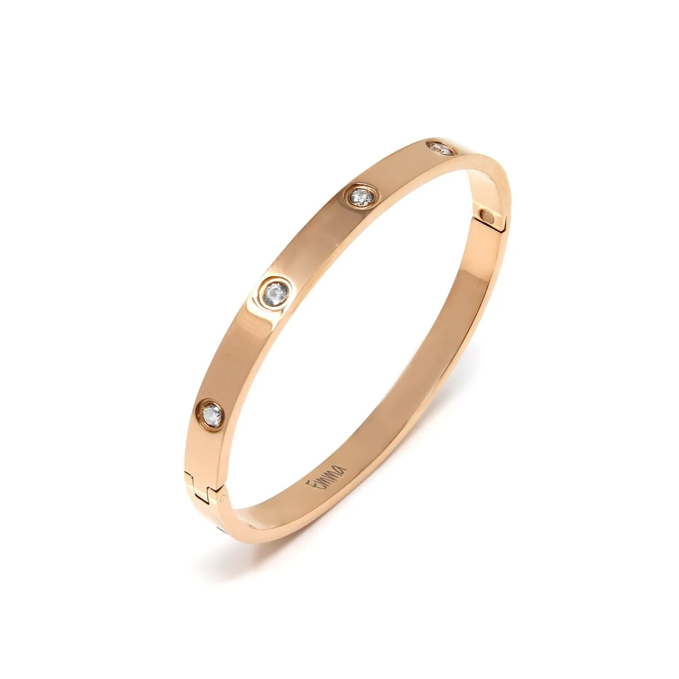 Junior Stone Hinged Bangle - Stainless Steel (Rose Gold)