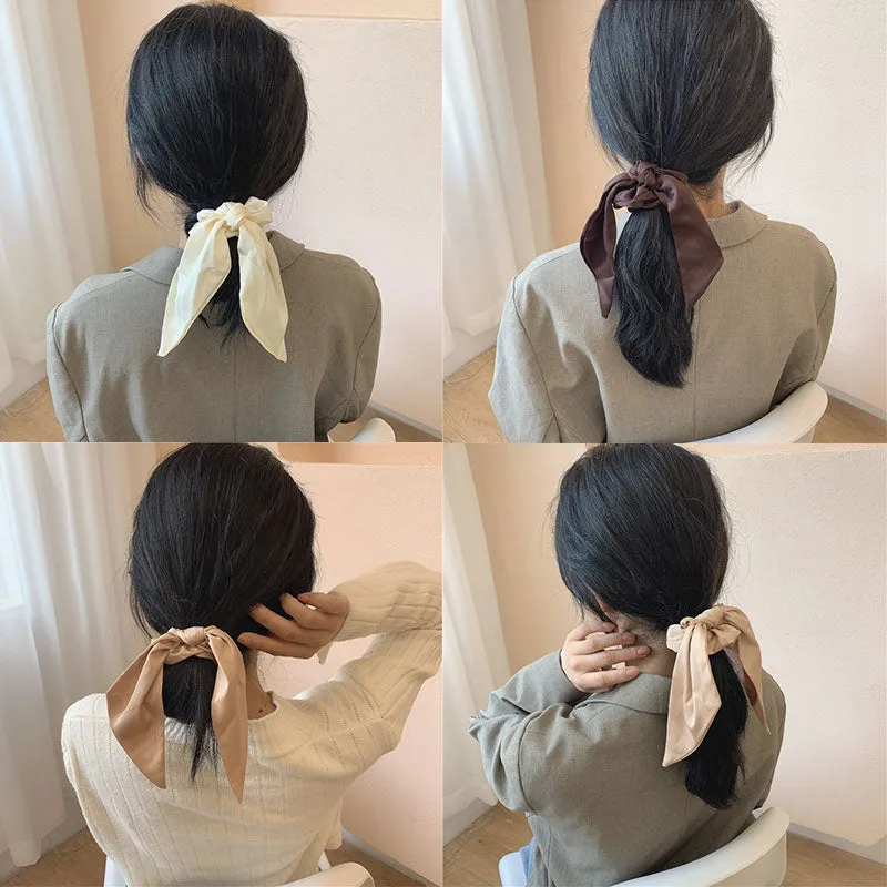 Knotted Bow Satin Silk Hair Scrunchies