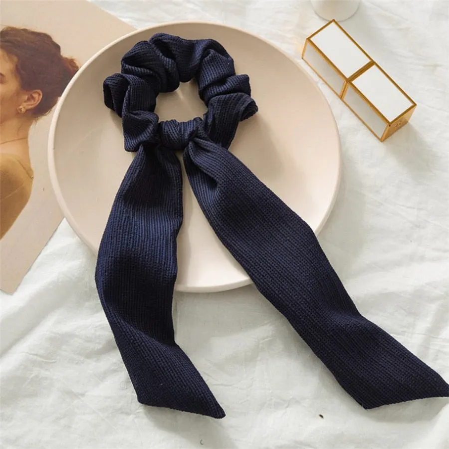 Knotted Bow Satin Silk Hair Scrunchies