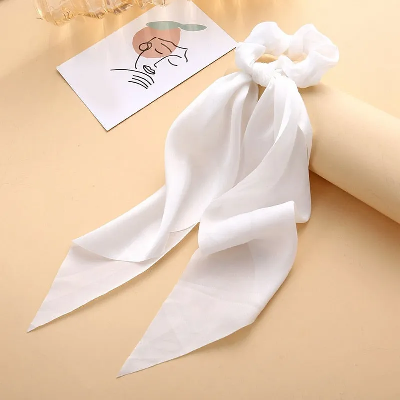 Knotted Bow Satin Silk Hair Scrunchies