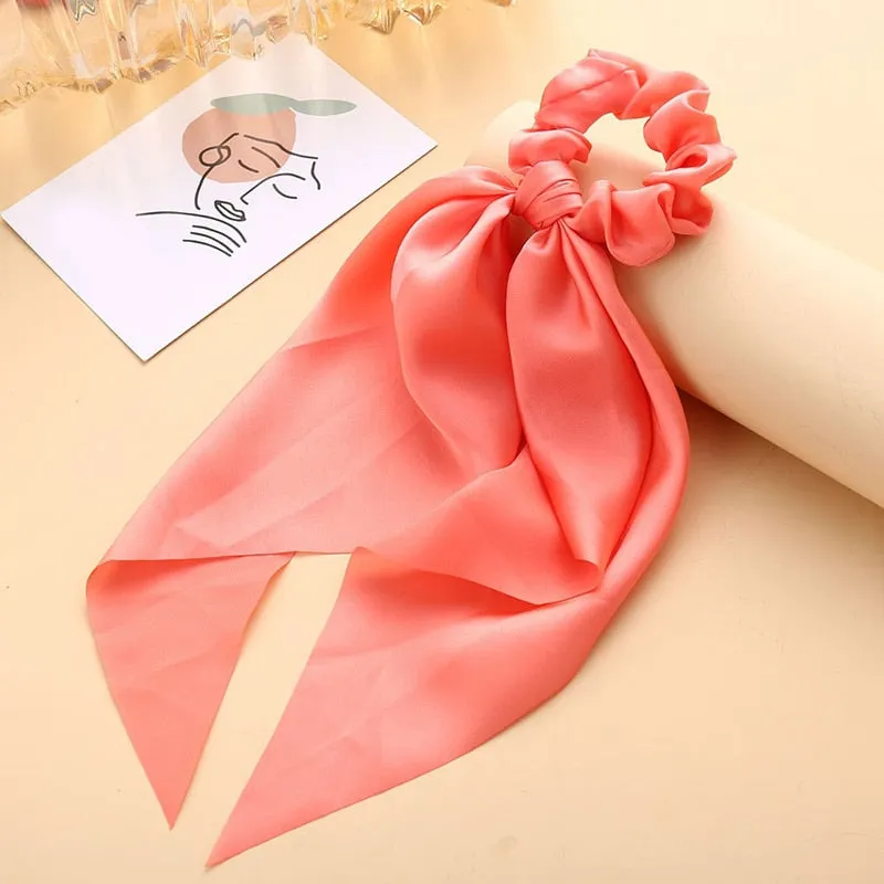 Knotted Bow Satin Silk Hair Scrunchies