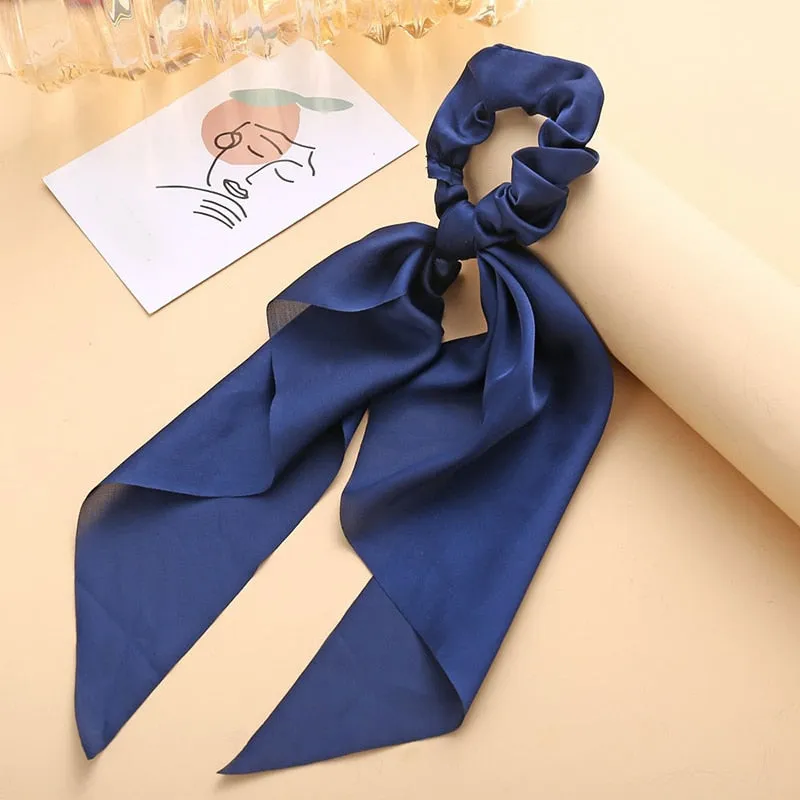 Knotted Bow Satin Silk Hair Scrunchies