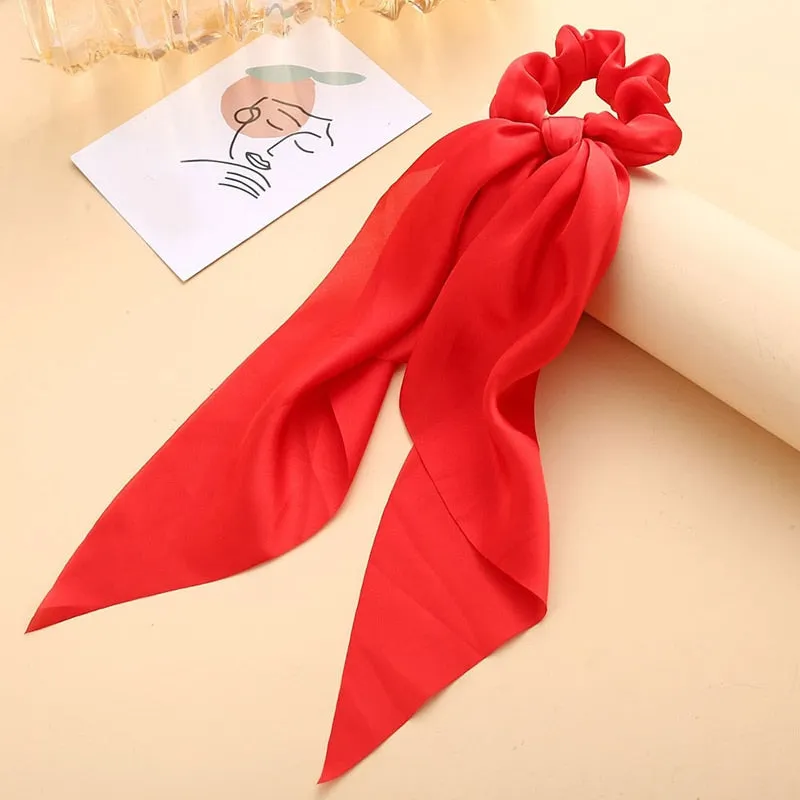 Knotted Bow Satin Silk Hair Scrunchies