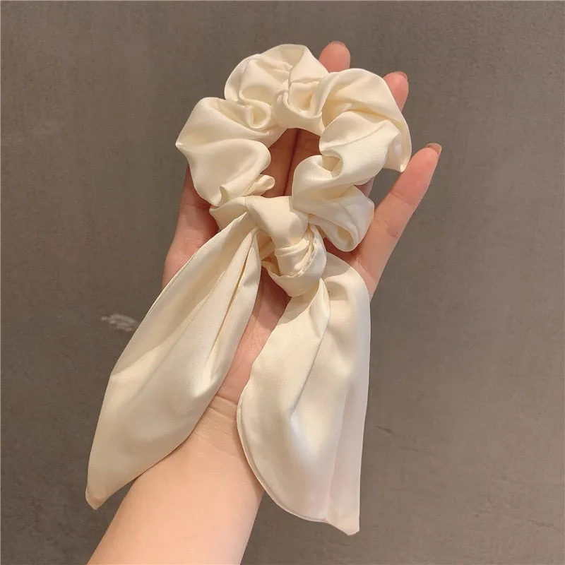 Knotted Bow Satin Silk Hair Scrunchies