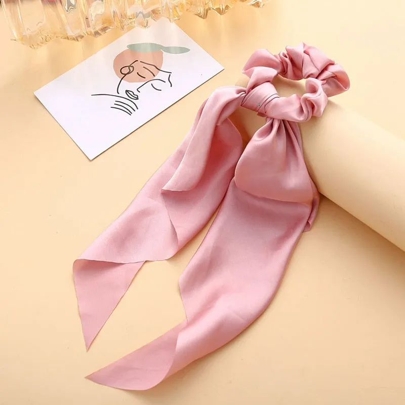 Knotted Bow Satin Silk Hair Scrunchies