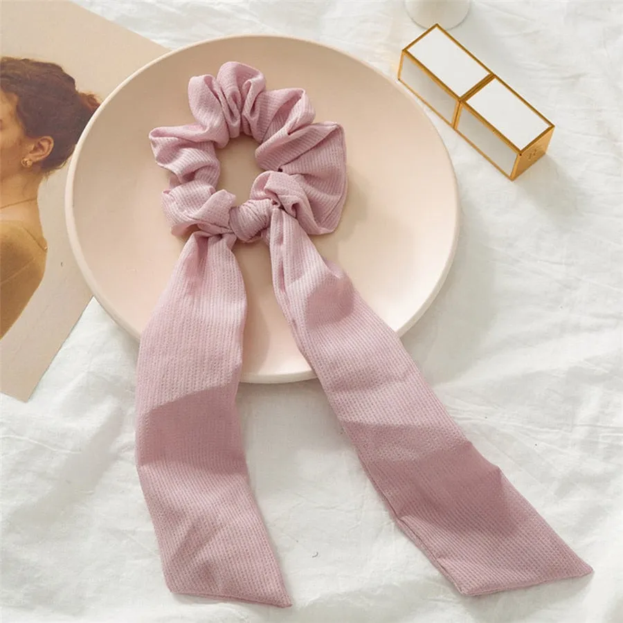 Knotted Bow Satin Silk Hair Scrunchies