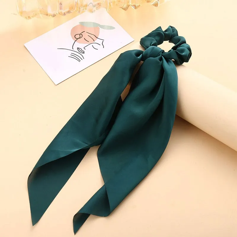 Knotted Bow Satin Silk Hair Scrunchies