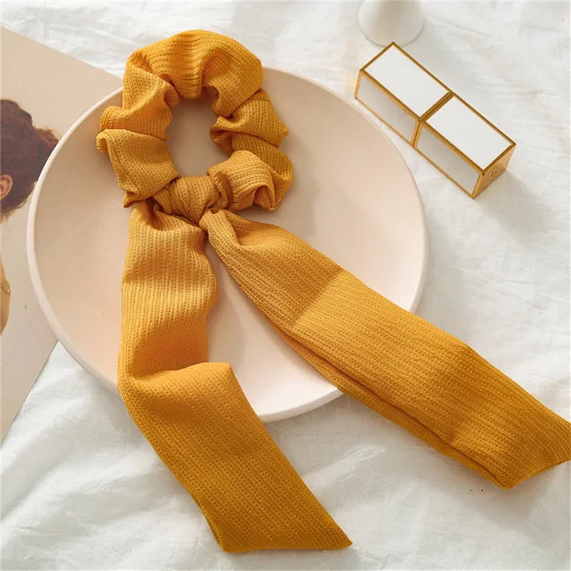 Knotted Bow Satin Silk Hair Scrunchies