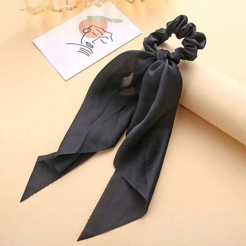 Knotted Bow Satin Silk Hair Scrunchies