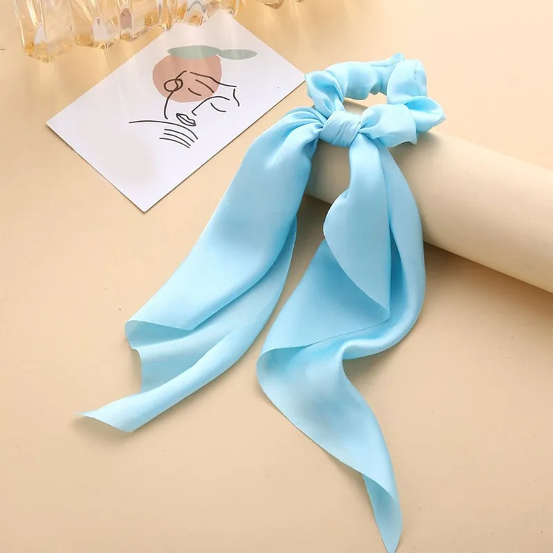 Knotted Bow Satin Silk Hair Scrunchies