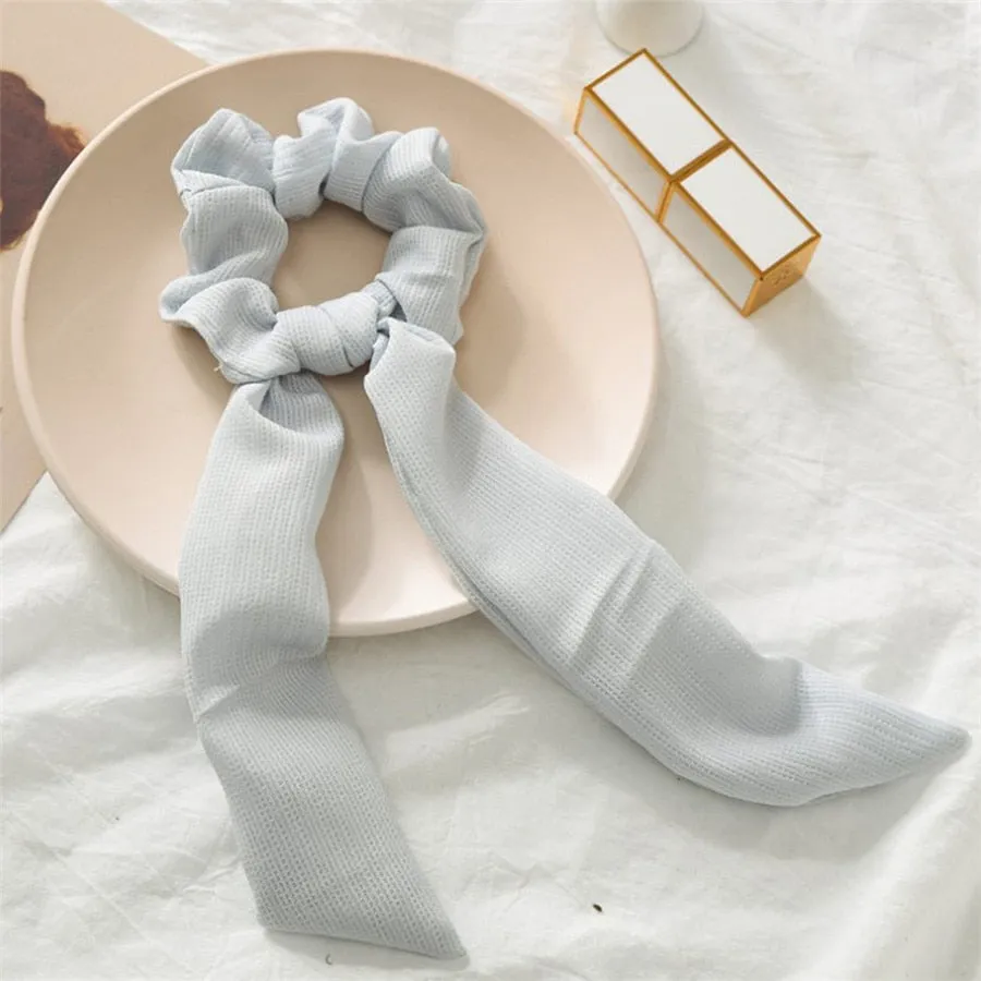 Knotted Bow Satin Silk Hair Scrunchies