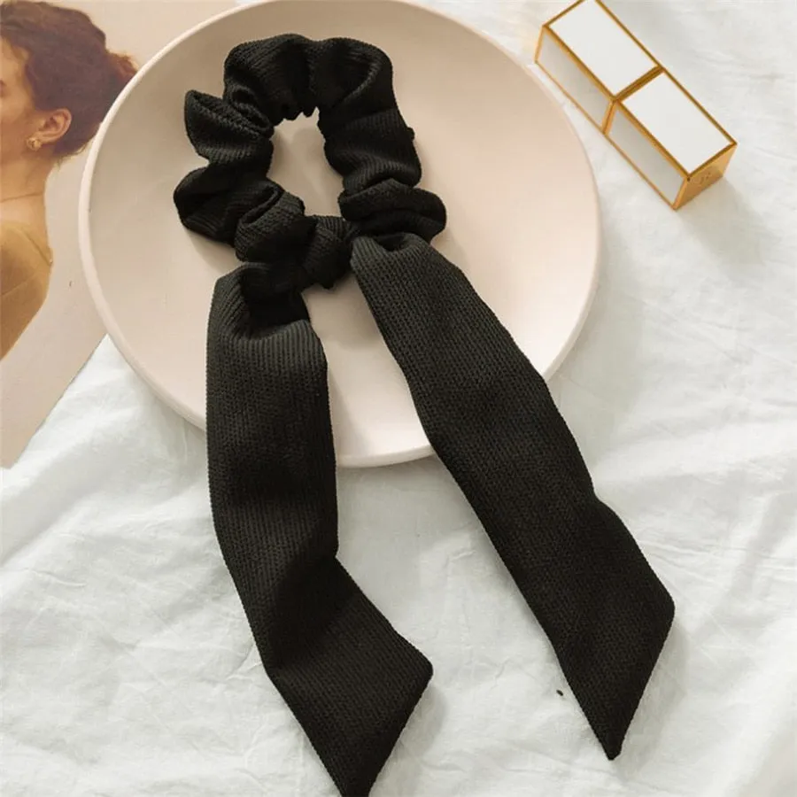 Knotted Bow Satin Silk Hair Scrunchies