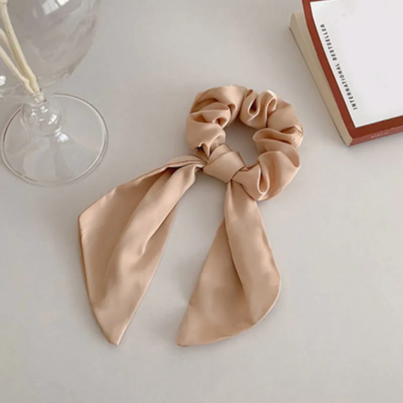 Knotted Bow Satin Silk Hair Scrunchies