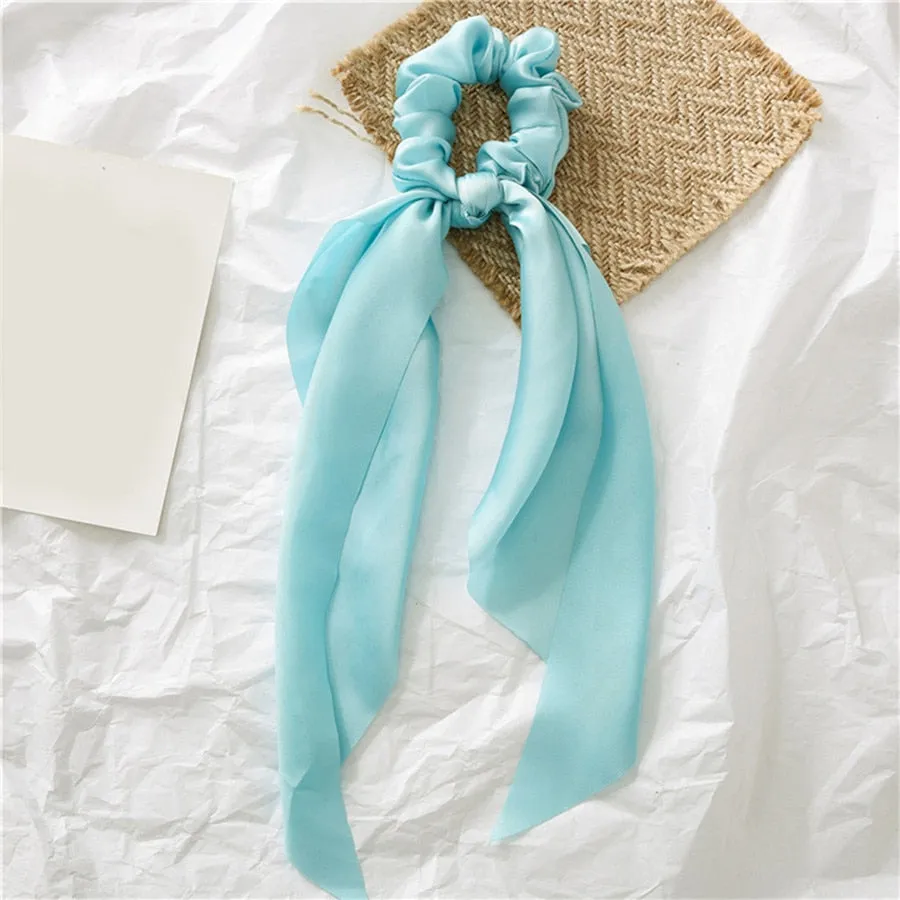 Knotted Bow Satin Silk Hair Scrunchies