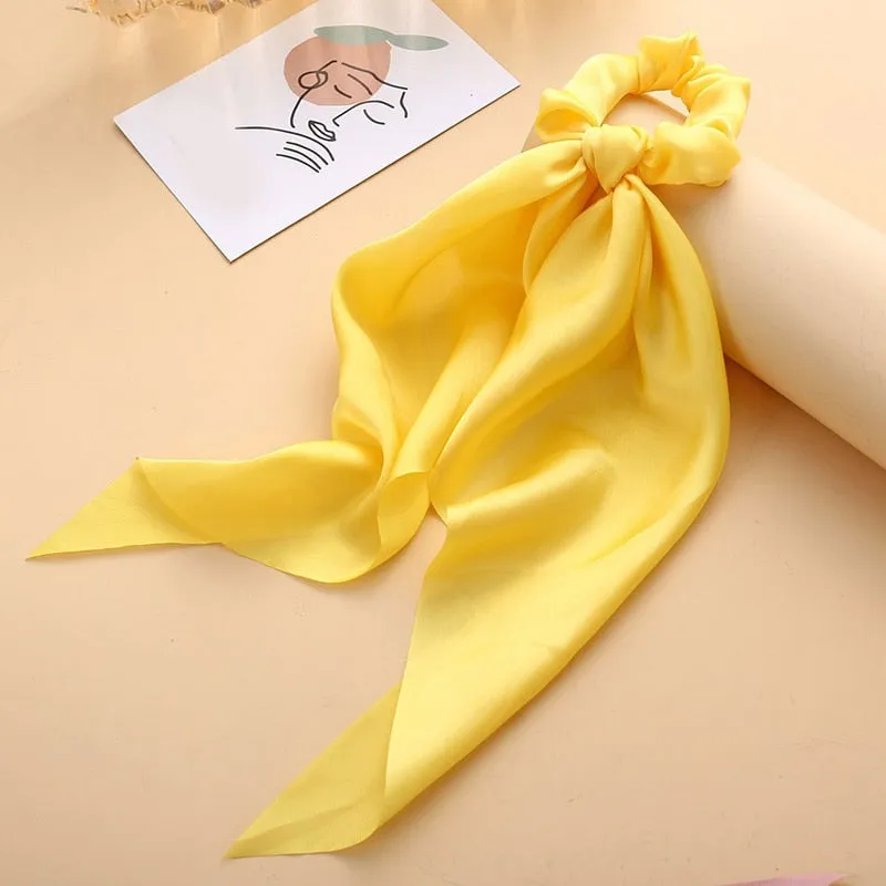 Knotted Bow Satin Silk Hair Scrunchies