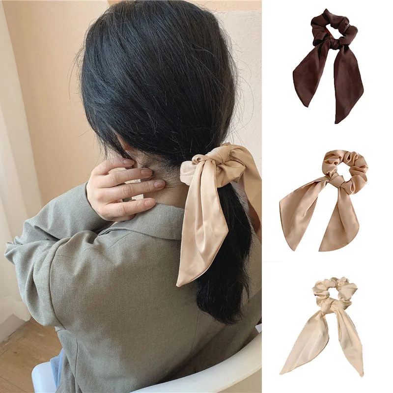 Knotted Bow Satin Silk Hair Scrunchies