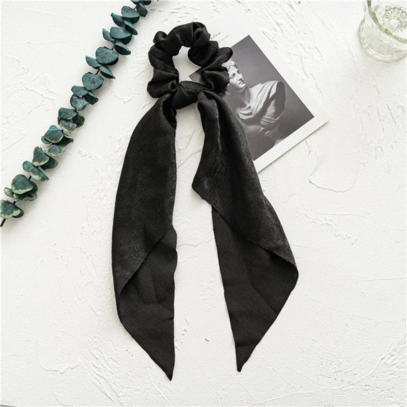 Knotted Bow Satin Silk Hair Scrunchies