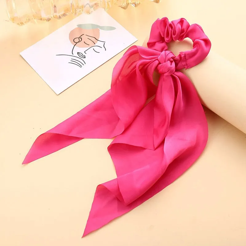 Knotted Bow Satin Silk Hair Scrunchies