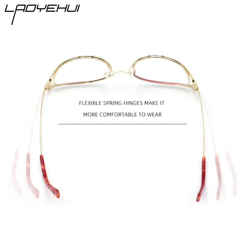 Laoyehui Women's Eyeglasses Cat Eye Alloy Reading Glasses Red Blue Purple 9016