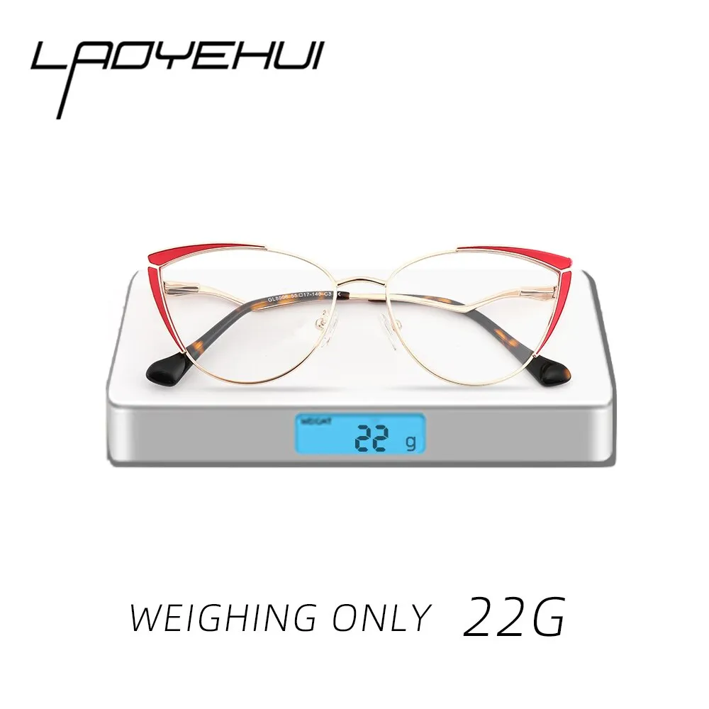 Laoyehui Women's Full Rim Butterfly Cat Eye Alloy Hyperopic Reading Glasses Anti Blue Light Glg8908