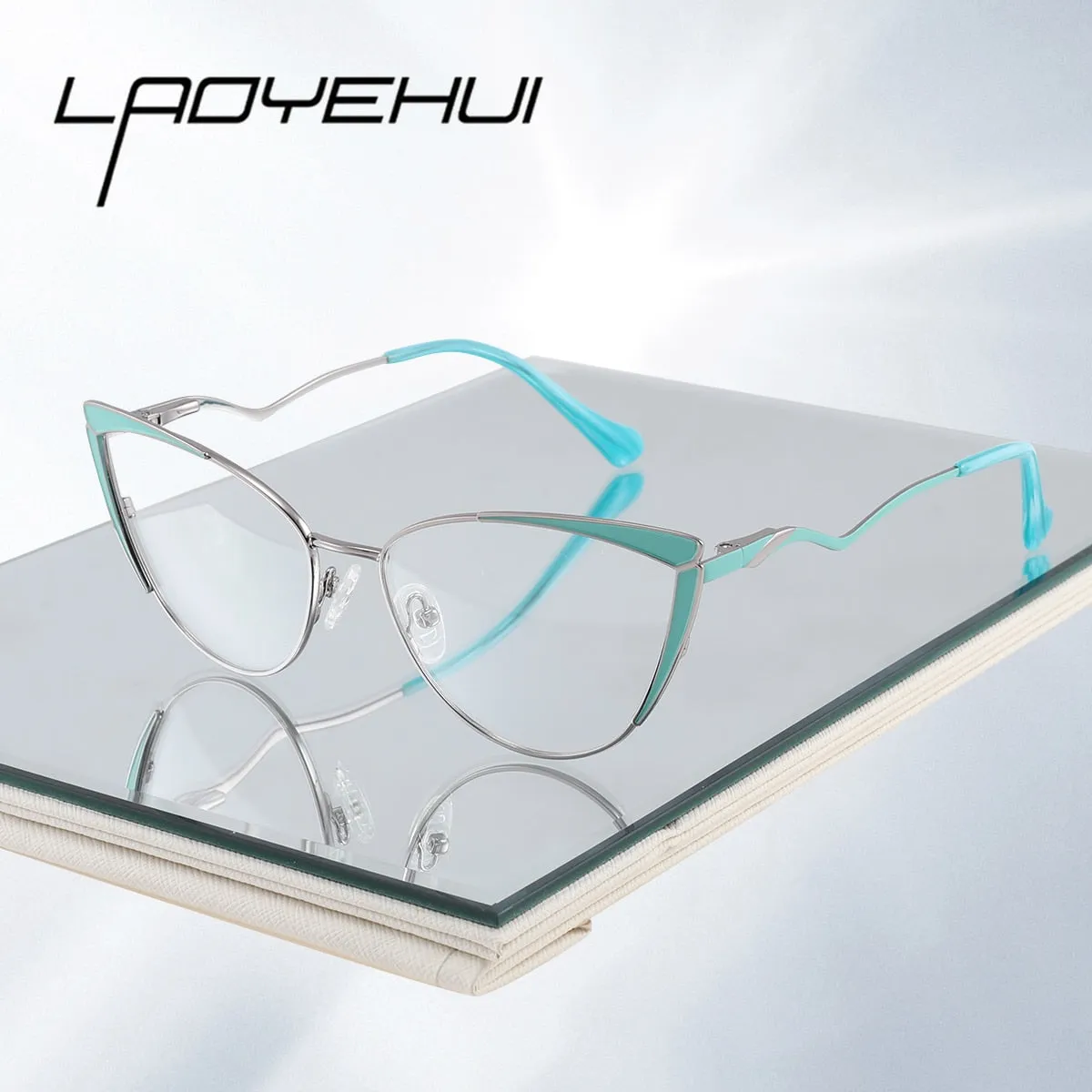 Laoyehui Women's Full Rim Butterfly Cat Eye Alloy Hyperopic Reading Glasses Anti Blue Light Glg8908