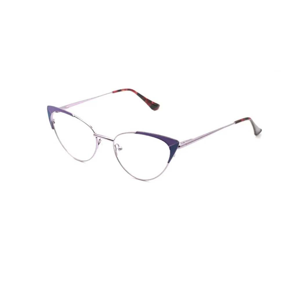 Laoyehui Women's Full Rim Cat Eye Alloy Hyperopic Reading Glasses Purple 1994cc