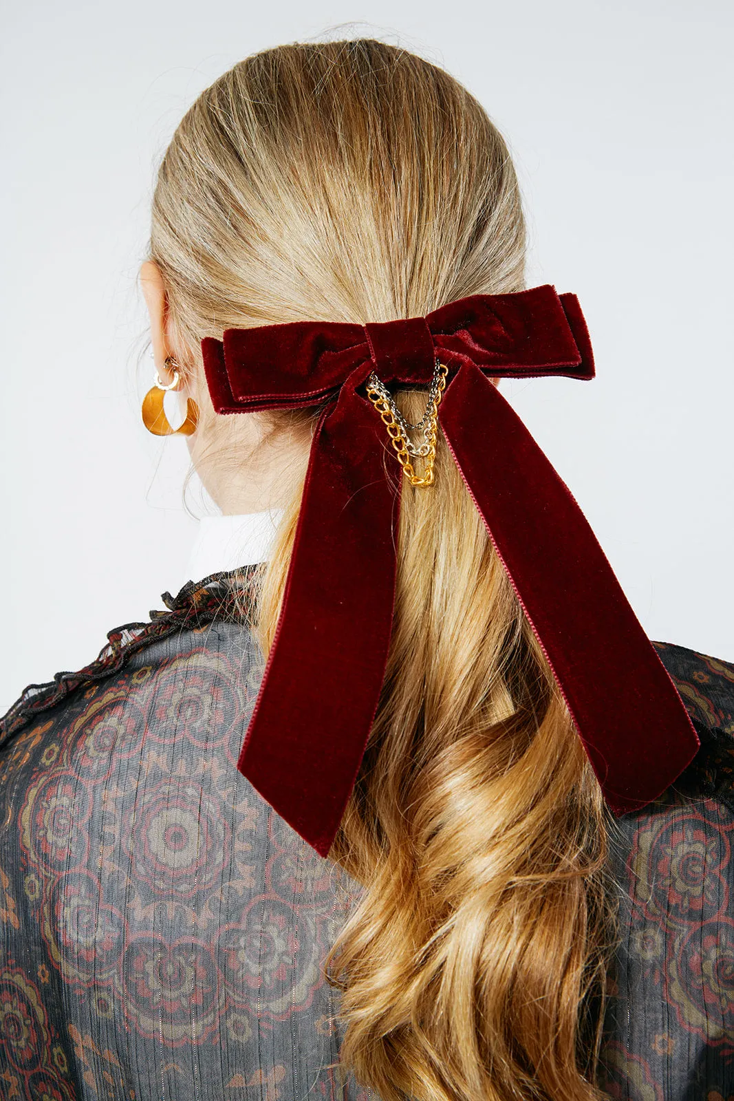 Mixed Metals Velvet Long Bow | Petite Oversize Velvet Bow | Luxe Link | Luxury Designer Hair Accessories | Made to Order