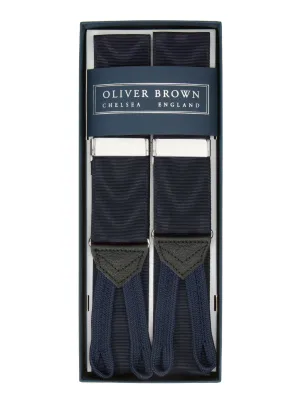 Moire Silk Suspenders - Navy