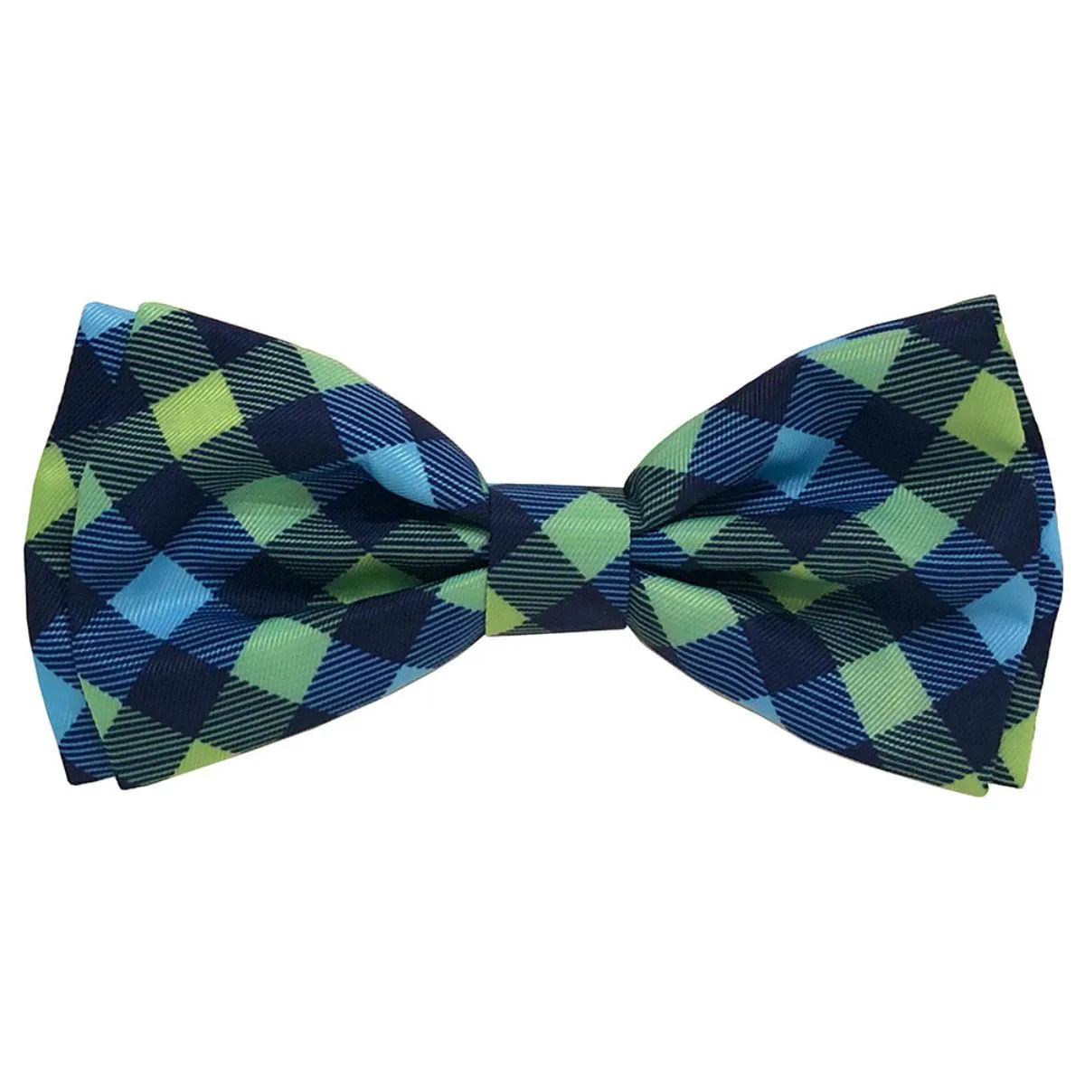 navy/green checkered bow tie