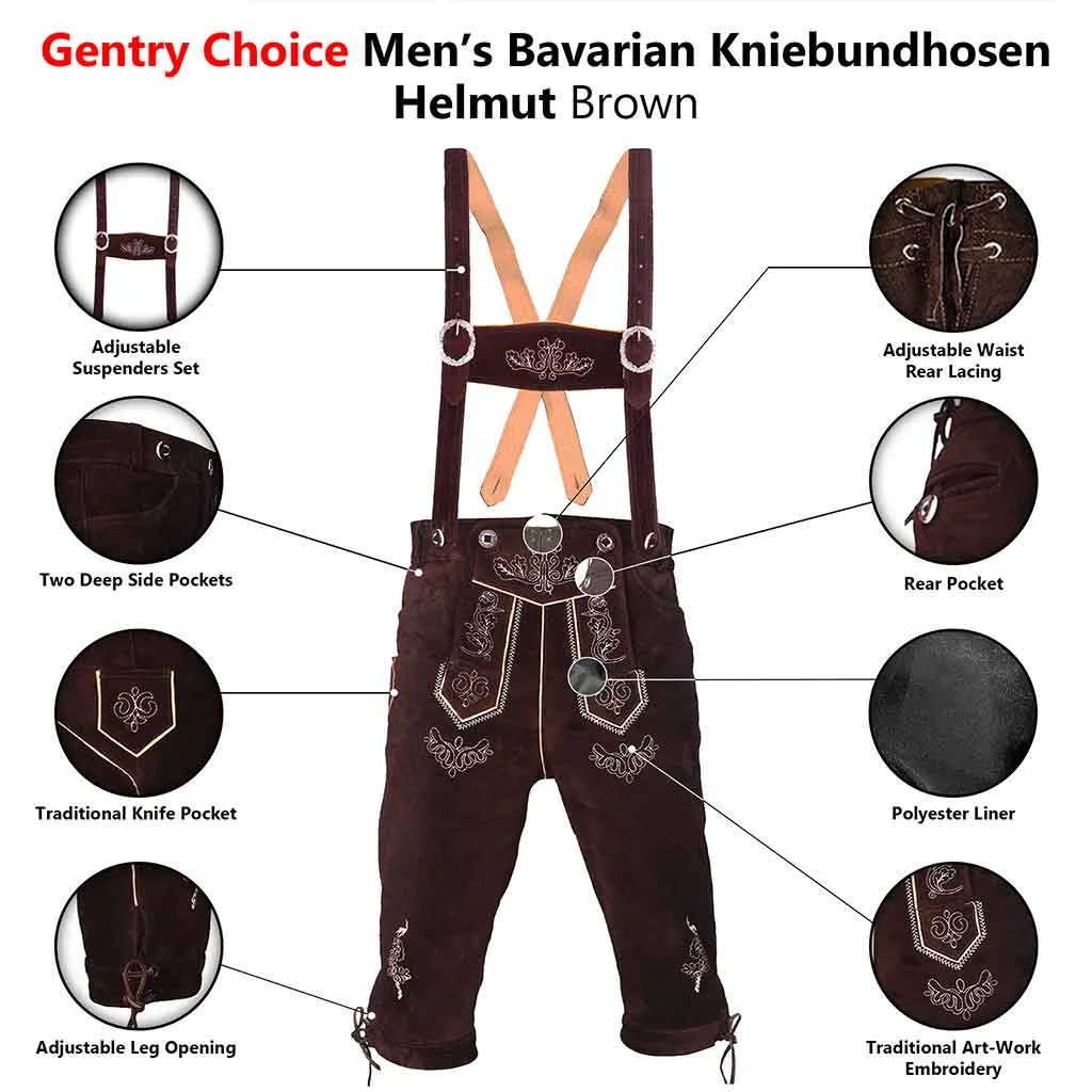 Oktoberfest costume Men's Lederhosen Knee-length Brown Bundhosen "Helmut"