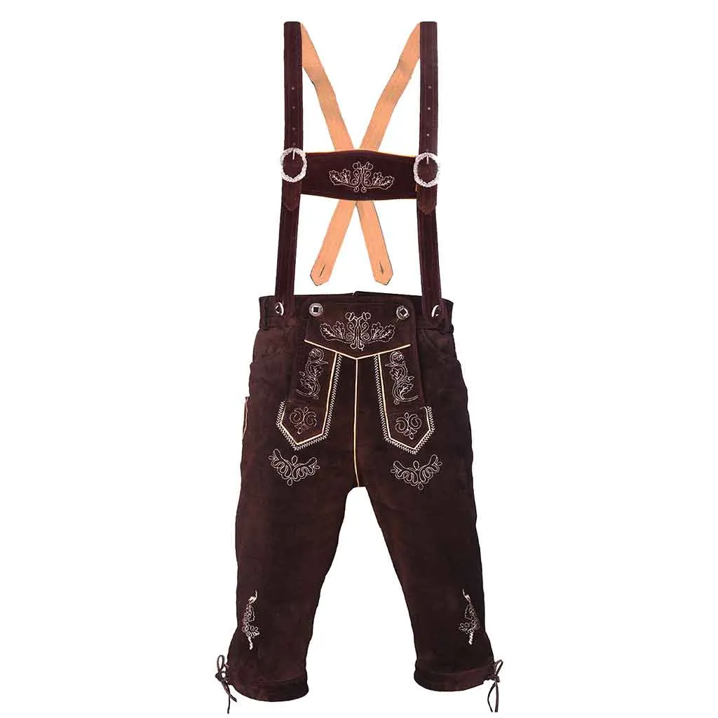 Oktoberfest costume Men's Lederhosen Knee-length Brown Bundhosen "Helmut"