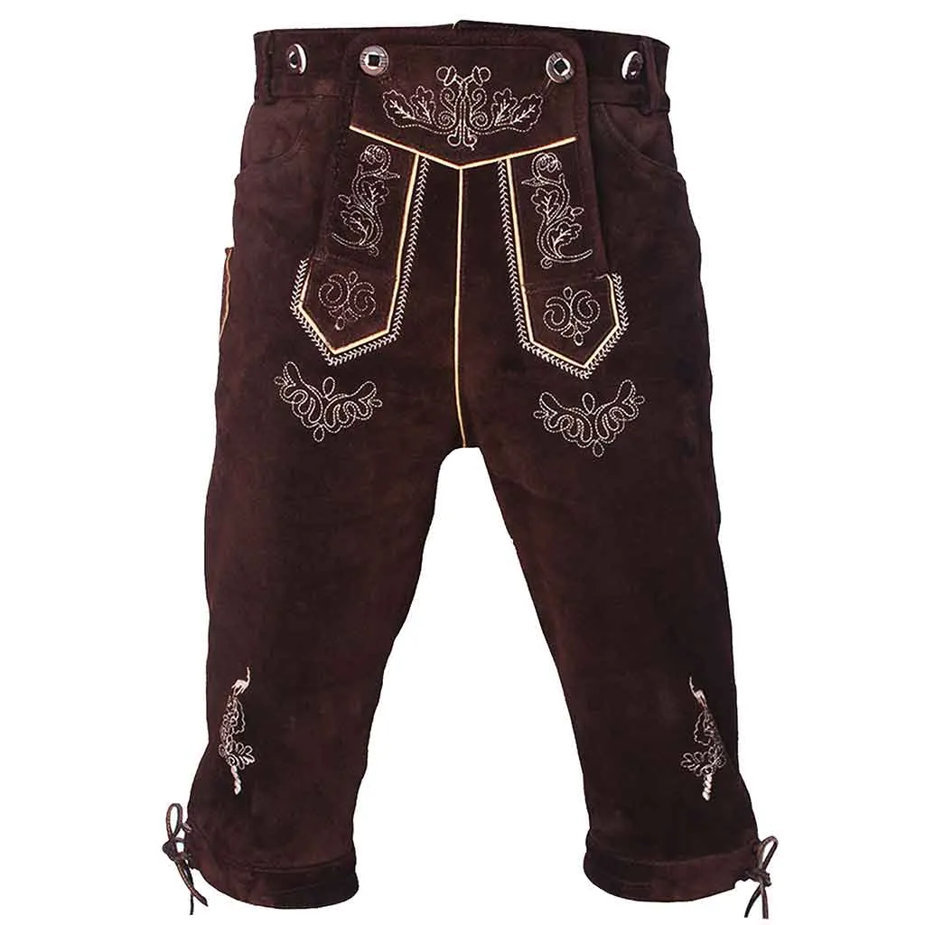 Oktoberfest costume Men's Lederhosen Knee-length Brown Bundhosen "Helmut"