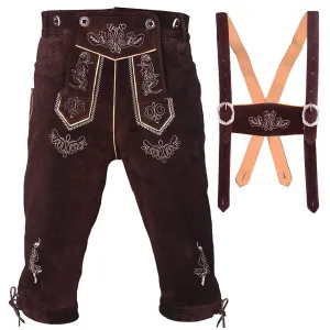 Oktoberfest costume Men's Lederhosen Knee-length Brown Bundhosen "Helmut"