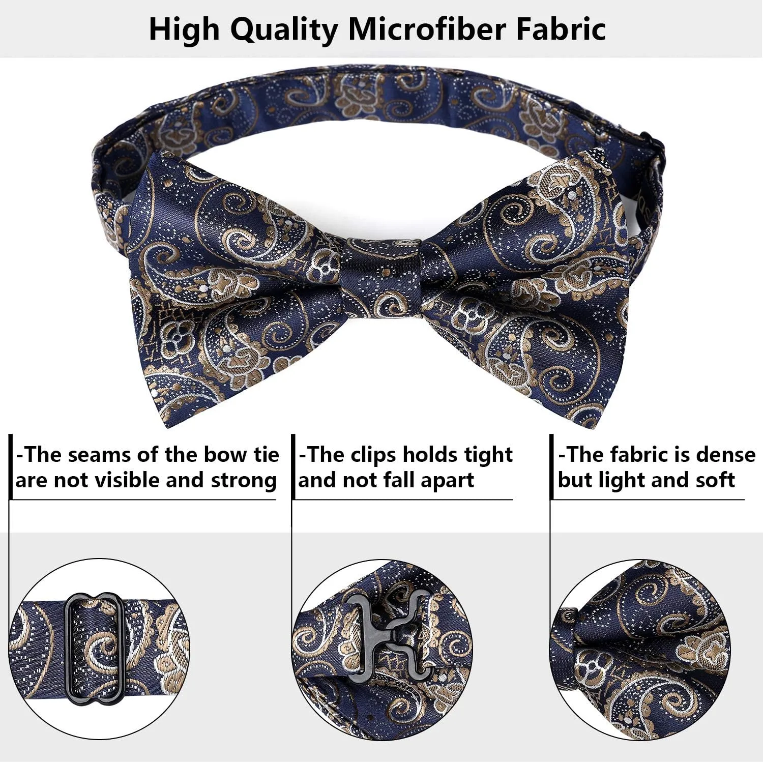 Paisley Pre-Tied Bow Tie - BLUE/GOLDEN