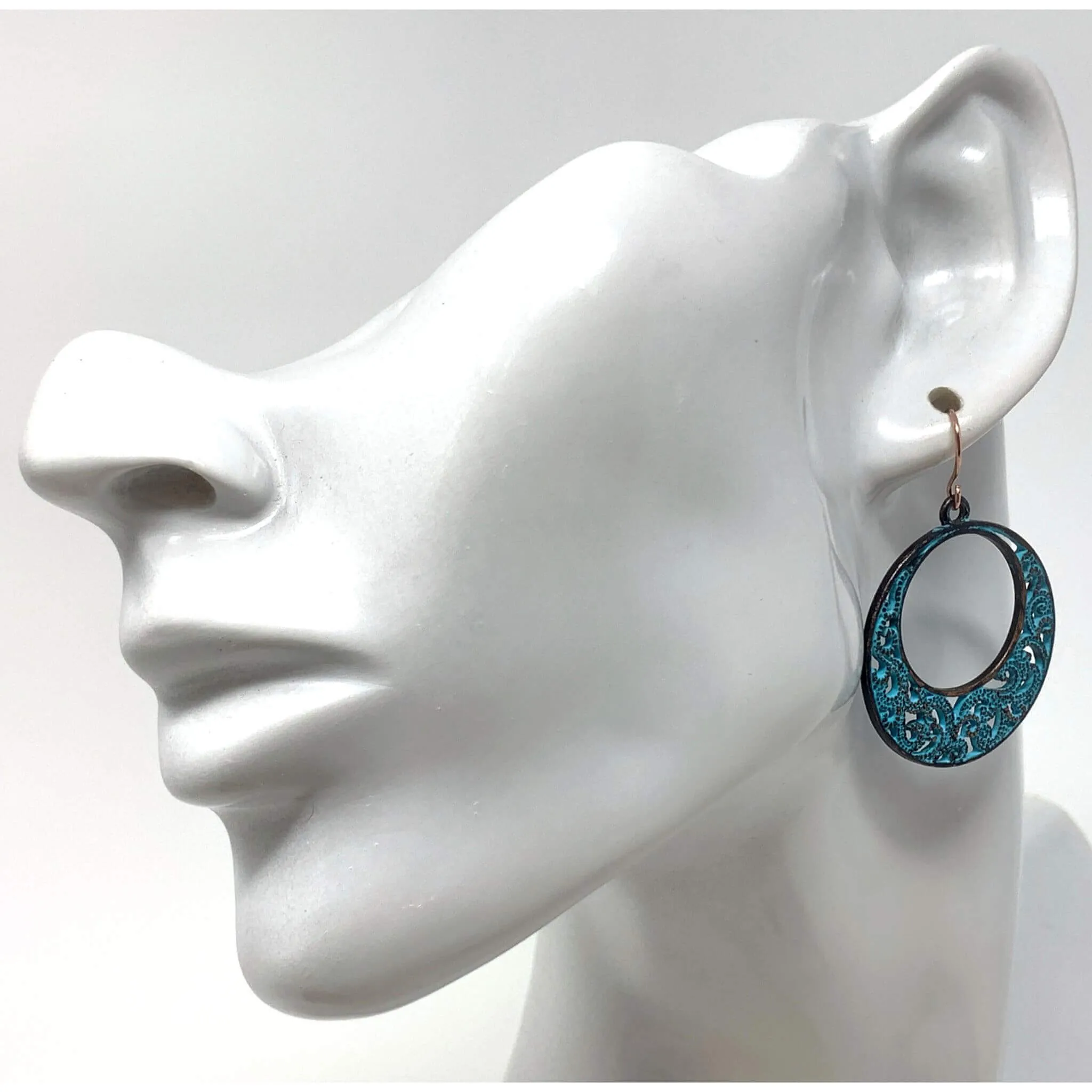 Patina Filigree Circle Earrings