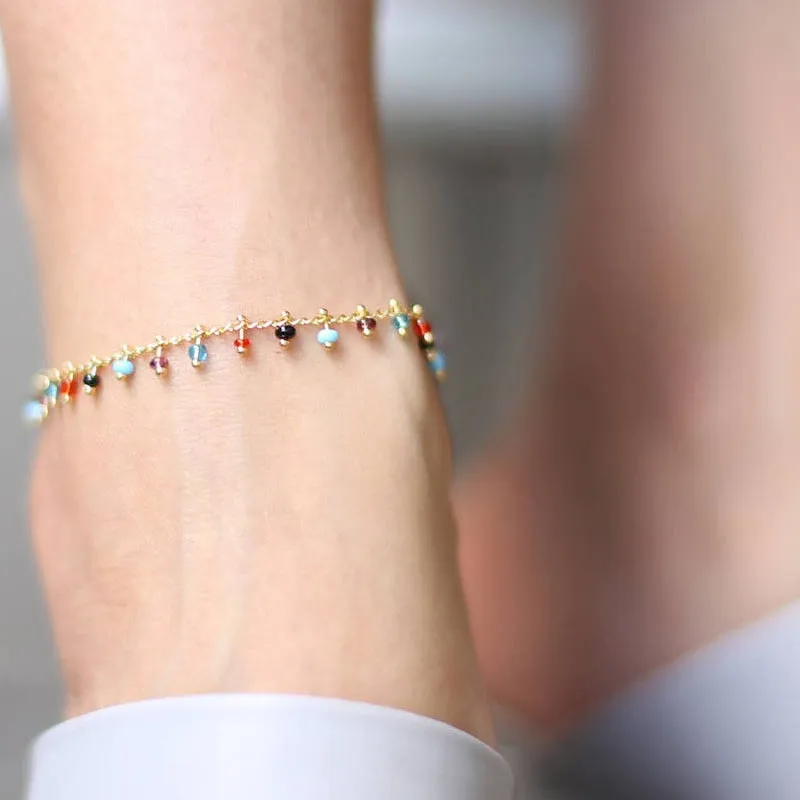 Rainbow Collection Boho Beaded Anklet