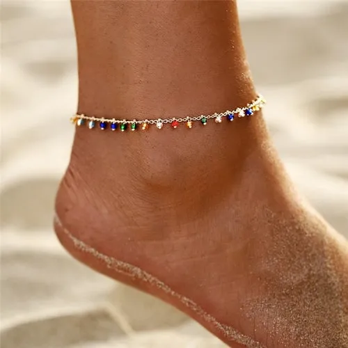 Rainbow Collection Boho Beaded Anklet