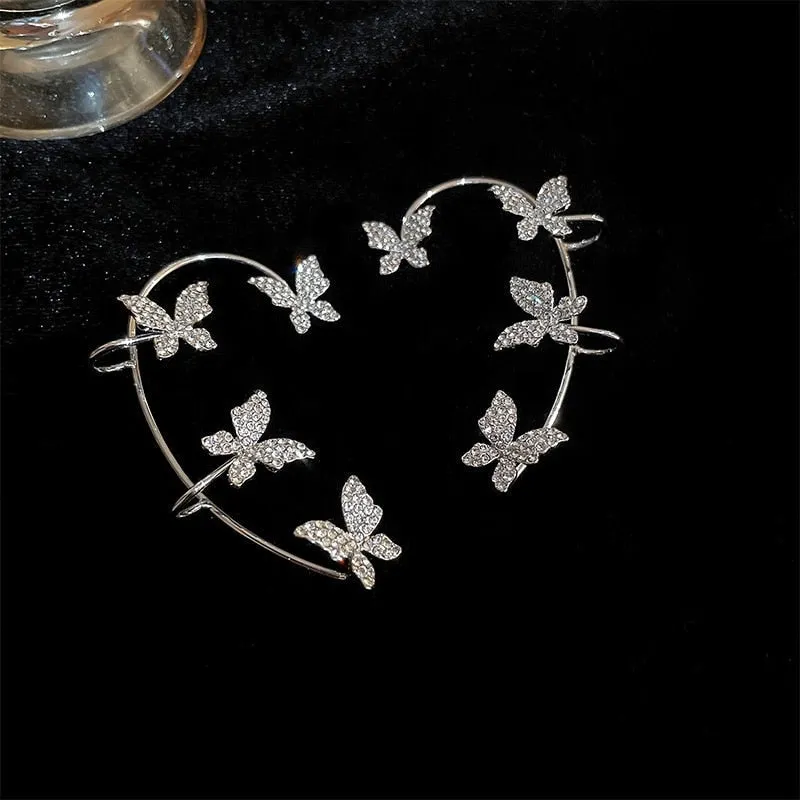 Rhinestone Butterfly Ear Cuffs