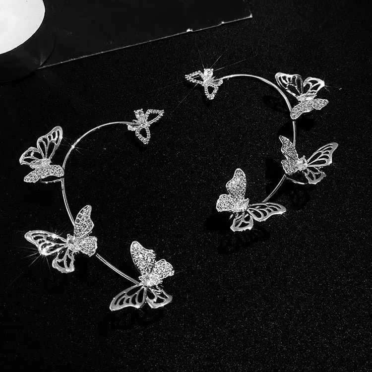 Rhinestone Butterfly Ear Cuffs