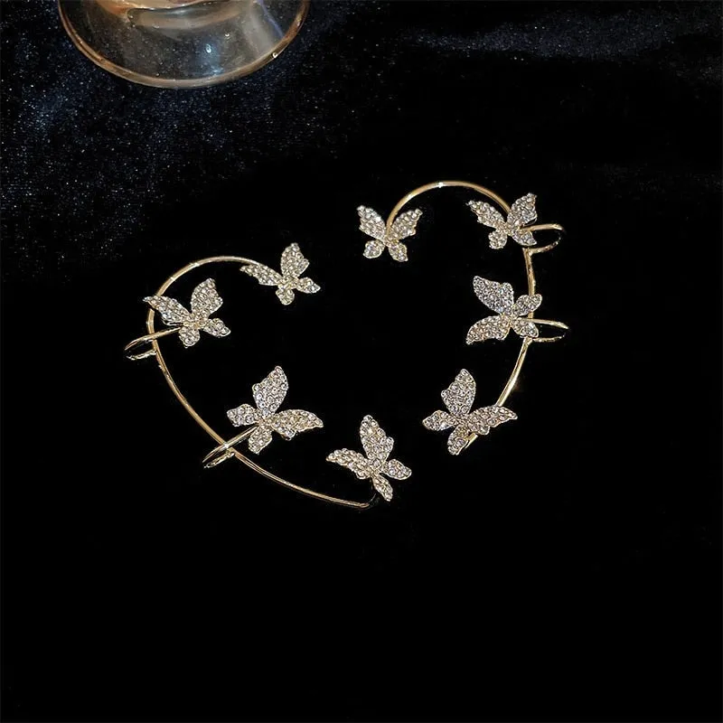 Rhinestone Butterfly Ear Cuffs